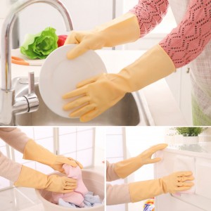 China Cheap Factory Price Pink Color Kitchen Dishwashing Gloves Custom Ladies Rubber PVC Household Gloves
