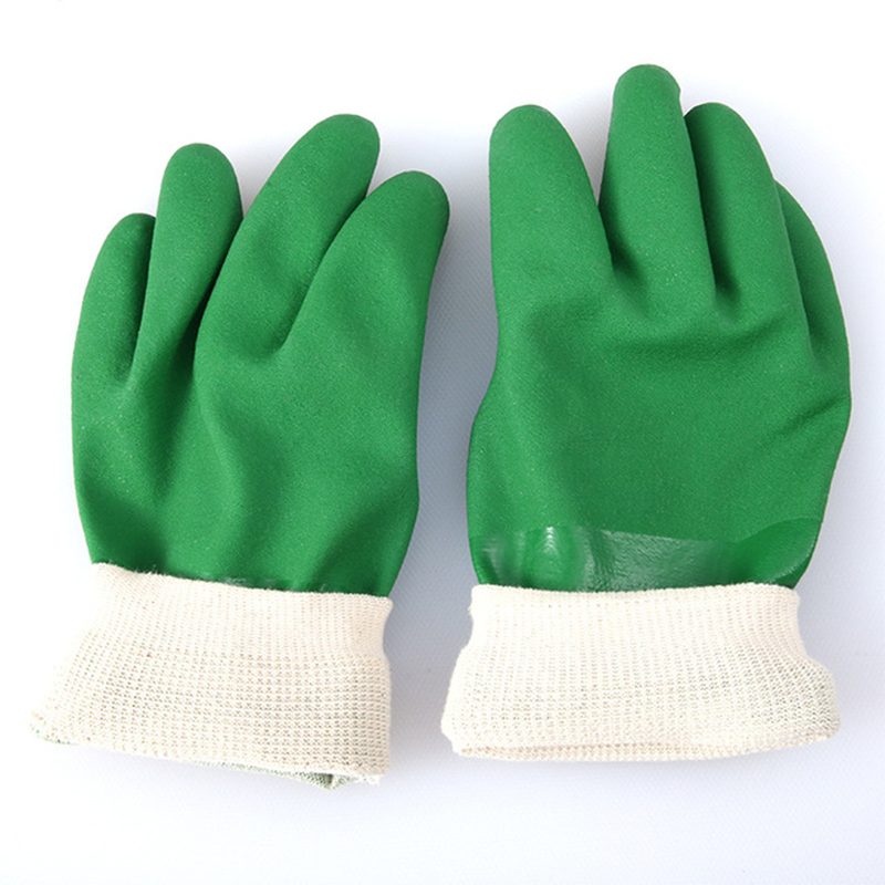 Chinese Professional Red Pvc Gloves - High Quality Safety Protection Use Cotton Lining Double Dip Sandy Finish Pvc Gloves – Red Sunshine detail pictures