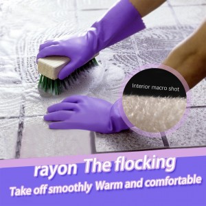 PVC Household Cleaning Gloves, Reusable Dishwashing Gloves with Cotton Flocked Liner, Non-Slip