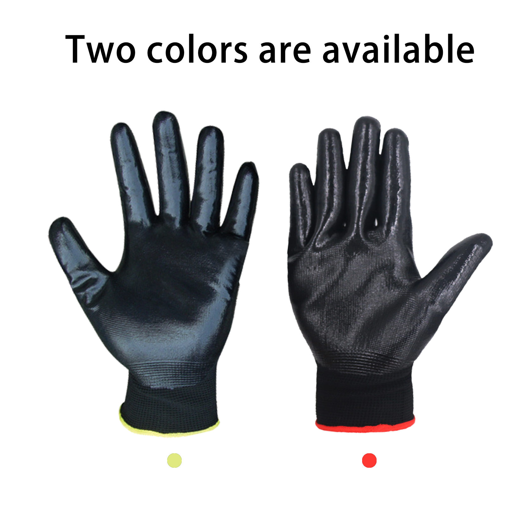 China wholesale Pvc Coated Hand Gloves - Black Industrial Abrasion Slip Resistant Nylon Knit Palm Dipped Construction Garden Fishing Safety Work Nitrile Coated Gloves – Red Sunshine detail pictures