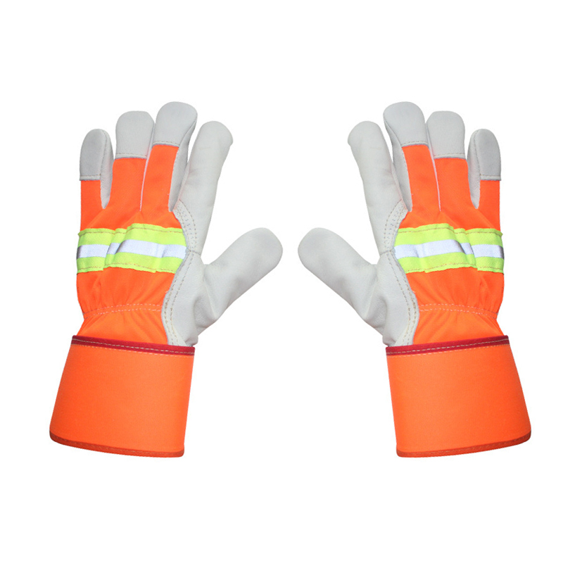 Factory wholesale Heavy Duty Leather Work Gloves - Orange Leather Reflective Heavy Duty Rigger Welding Gloves – Red Sunshine detail pictures