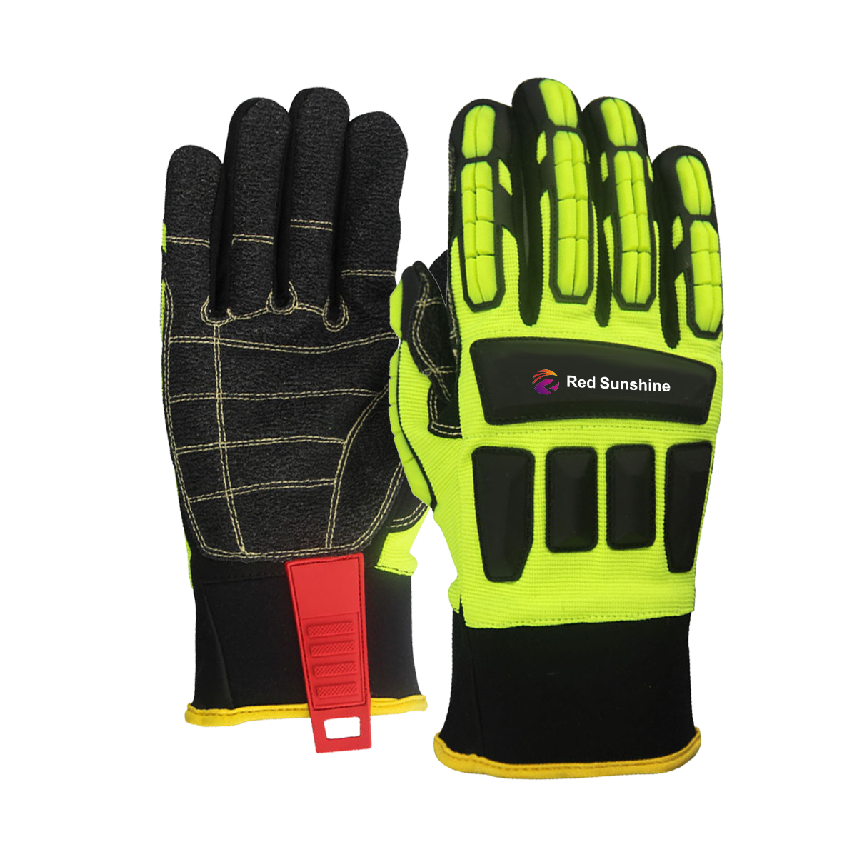 Hot New Products Cut Resistant Anti Impact Gloves - Mechanics Gloves TPR Protectors on the Back of the Hands Work Gloves – Red Sunshine detail pictures