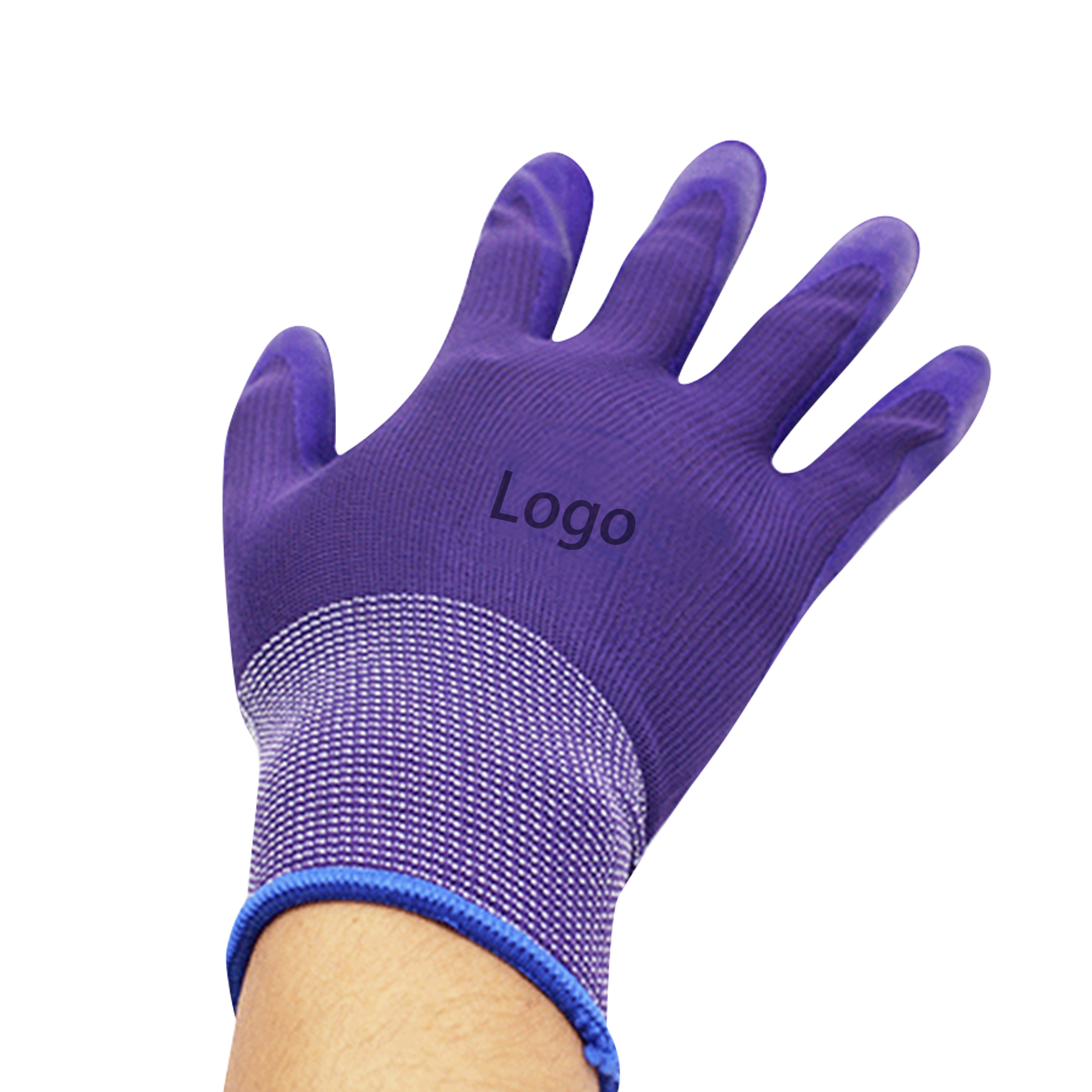 Excellent quality Latex Palm Coated Gloves - Light-grey Nylon Liner Coated Purple Foam Latex On Palm Glove Gardening Anti Slip Working Tool Glove – Red Sunshine detail pictures