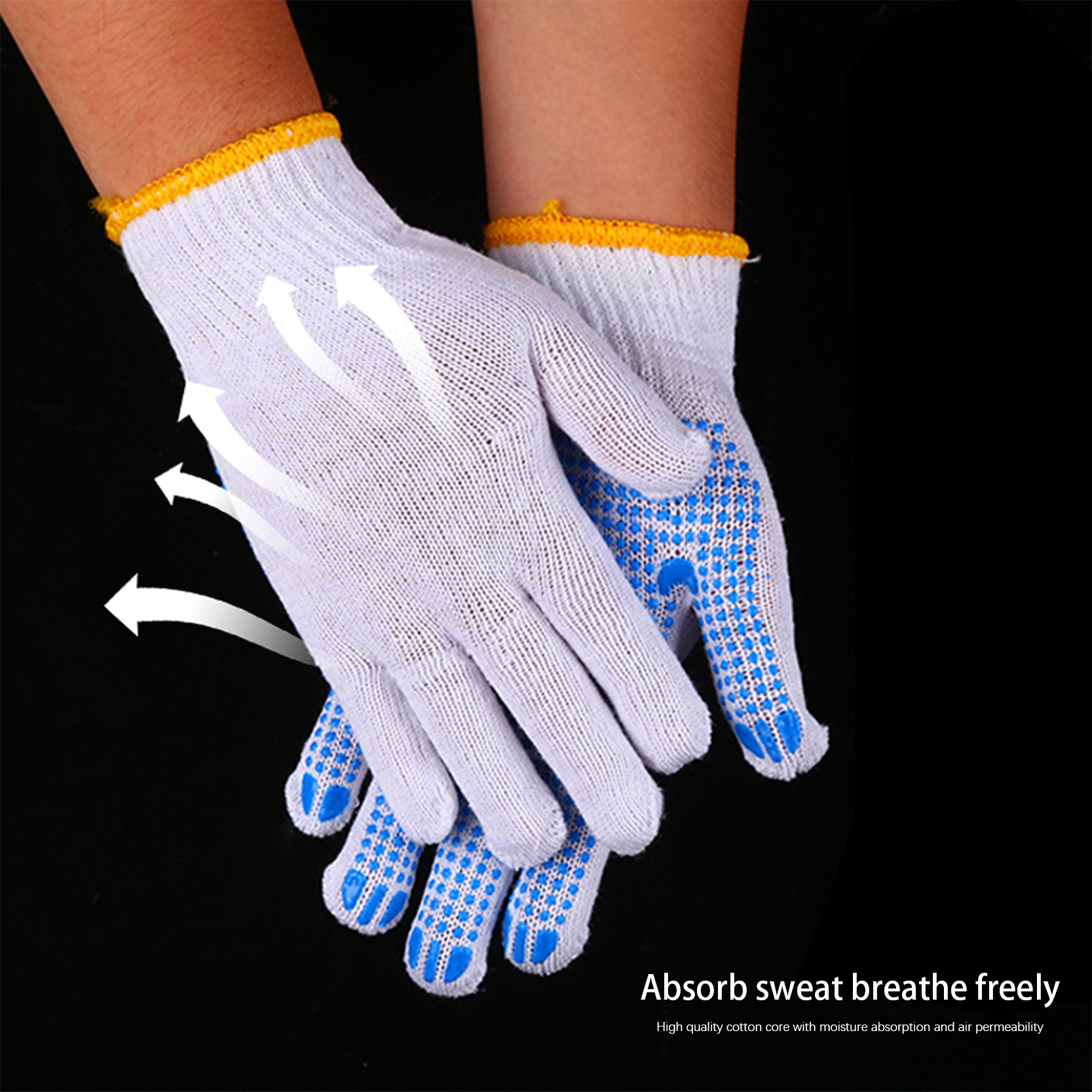 PriceList for Black Dot Cotton Gloves - Good Quality Blue Pvc Dots Gloves Water Proof Industrial Cotton Safety Working Gloves – Red Sunshine detail pictures