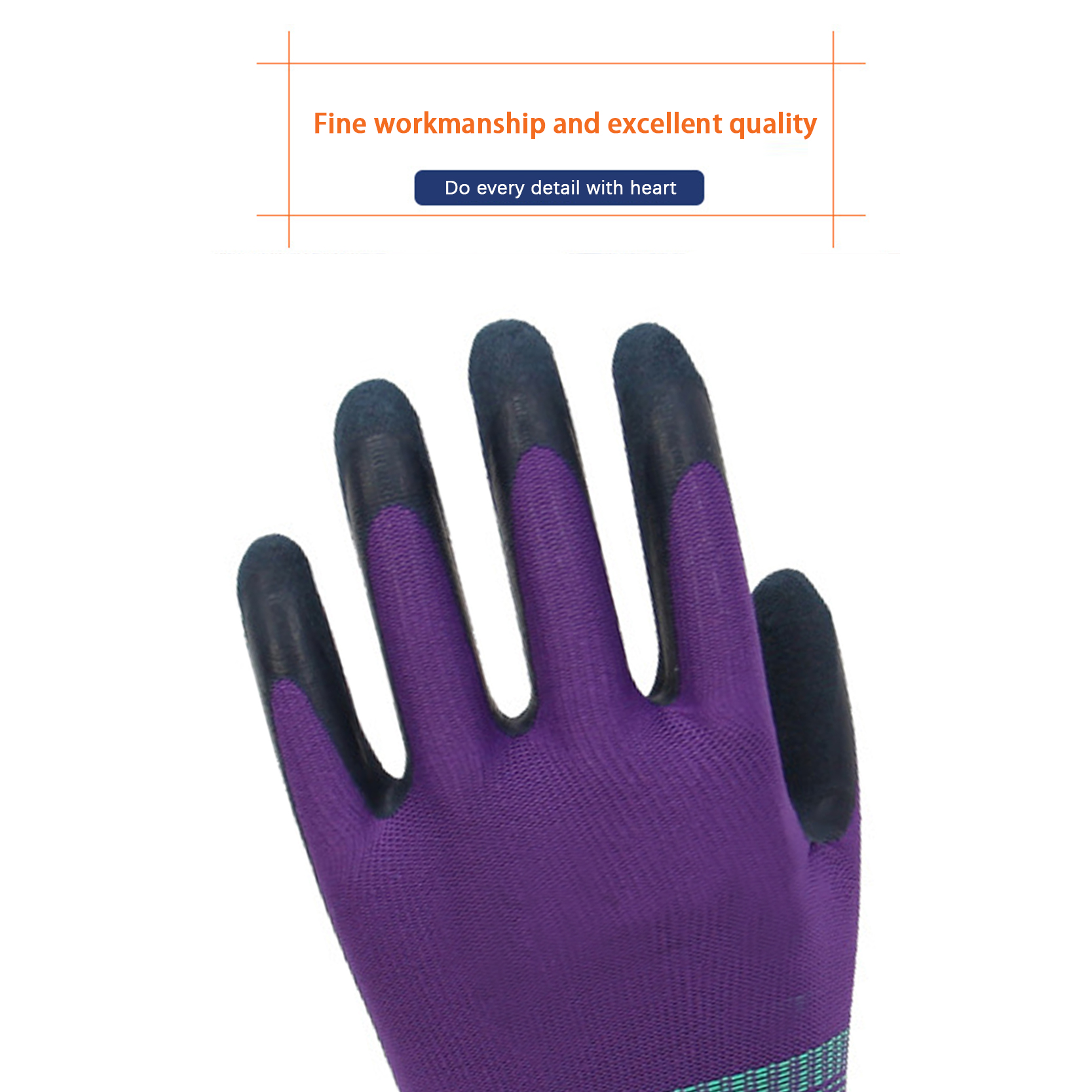 2021 Good Quality Latex Coated Work Gloves - Safety Work Glove Elastic Cuffs Construction Protective Labor Latex Coated Gloves Purple Colored – Red Sunshine detail pictures