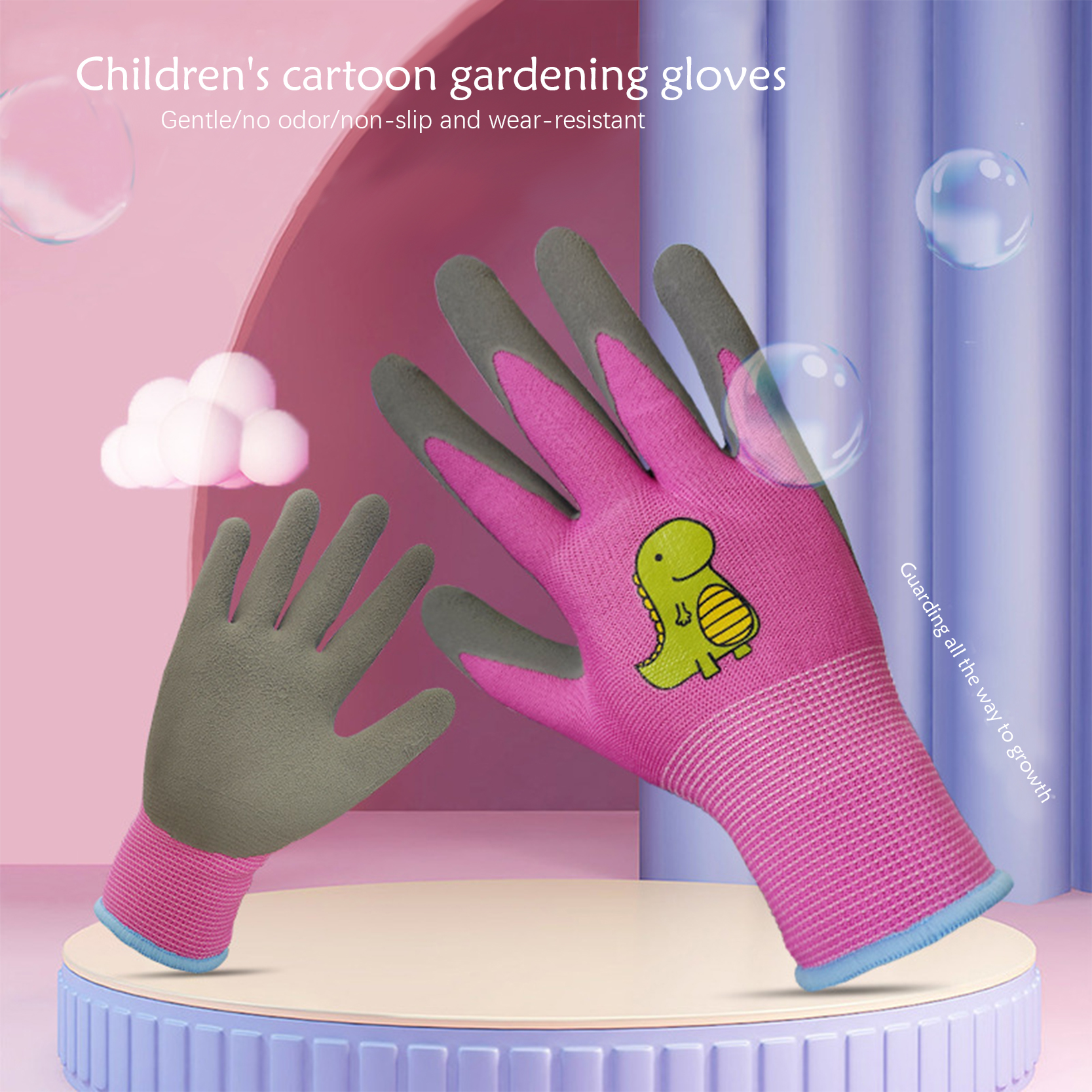 Best quality Rubber Palm Coated Work Gloves - Customized Kids Gardening Glove Polyester Knitted Latex Foam Coated Children Safety Glove – Red Sunshine detail pictures