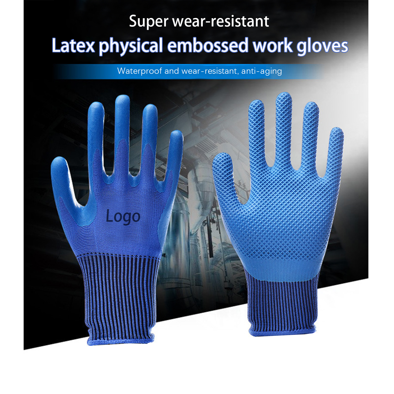 Professional China Nitrile Coated Gloves - Non Slip Coating Blue Nylon Knit Rubber Palm Coated Crinkle Latex Protection Safety Work Gloves – Red Sunshine detail pictures