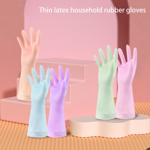 China Cheap Factory Price Pink Color Kitchen Dishwashing Gloves Custom Ladies Rubber PVC Household Gloves