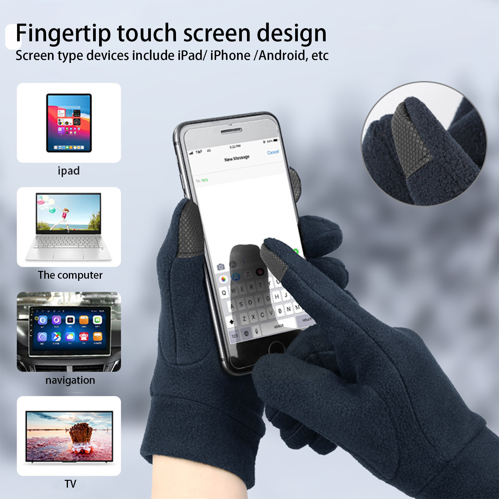 OEM/ODM China Cotton Palm Impact Gloves - 100% Polar Fleece Thermal Winter Hand Wears Gloves For Cold Weather Driving Hiking Snowing Running Cycling – Red Sunshine detail pictures