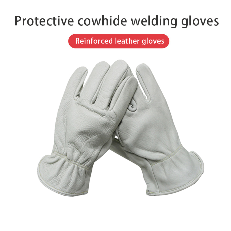 China wholesale Leather Gloves - Leather Work Gloves with Reinforced Palm for Yardwork Construction – Red Sunshine detail pictures