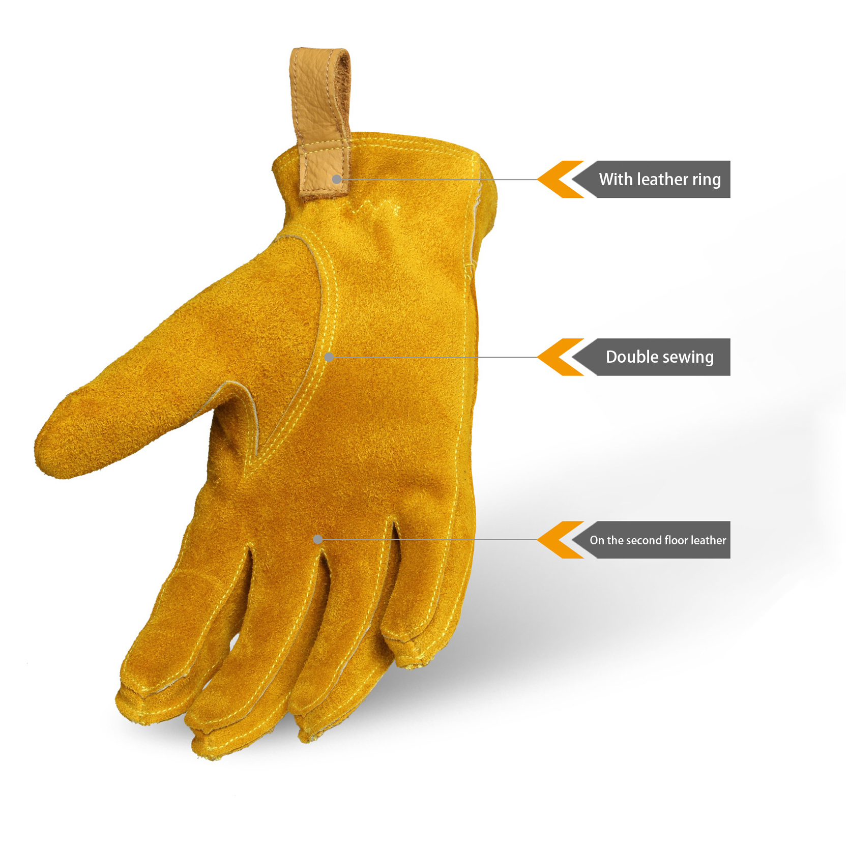 Factory wholesale Heavy Duty Leather Work Gloves - OEM Cowhide Work Gloves Leather Gardening Driver Motorcycle General Industrial Mining Safety Protection Leather Gloves – Red Sunshine detail pictures