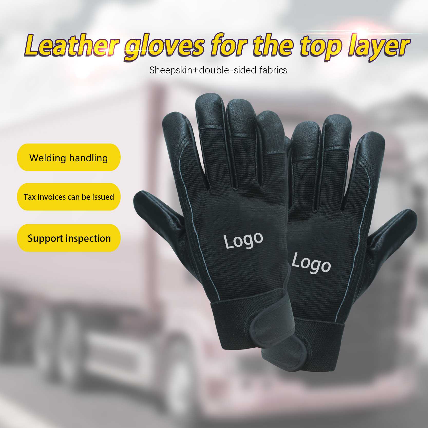 Chinese Professional Leather Welding Gloves - Soft Leather Welding Anti Wear Heat Safety sheepskin black gloves for gardening – Red Sunshine detail pictures