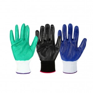 2021 wholesale price Coated Gloves - Customizable Blue White Polyester Palm Nitrile Coated Work Gloves – Red Sunshine