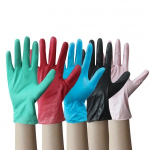China Fctory Disposable Examination Nitrile Gloves, Black,Red,Blue,Pink