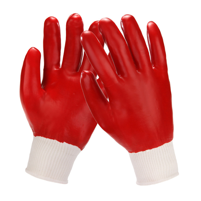 2021 China New Design Pvc Gloves Safe For Food Handling – Wholesale Anti Oil Cotton Liner Knit Wrist Working Pvc Fully Coated Industrial Hand Protection Gloves – Red Sunshine detail pictures