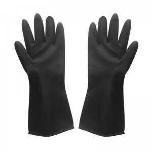 Mesh Non-slip Texture Black Latex Industrial Gloves Industrial Rubber Gloves With Orange Lining Safety Work Gloves