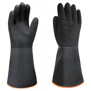 Black Heavy Duty Latex Industrial Safety Work Rough Palm Gloves Acid Alkali Oil Proof Hand Rubber Gloves