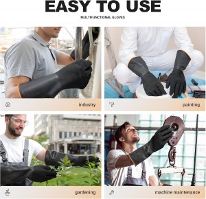 Black Heavy Duty Latex Industrial Safety Work Rough Palm Gloves Acid Alkali Oil Proof Hand Rubber Gloves