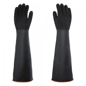 Black Heavy Duty Latex Industrial Safety Work Rough Palm Gloves Acid Alkali Oil Proof Hand Rubber Gloves