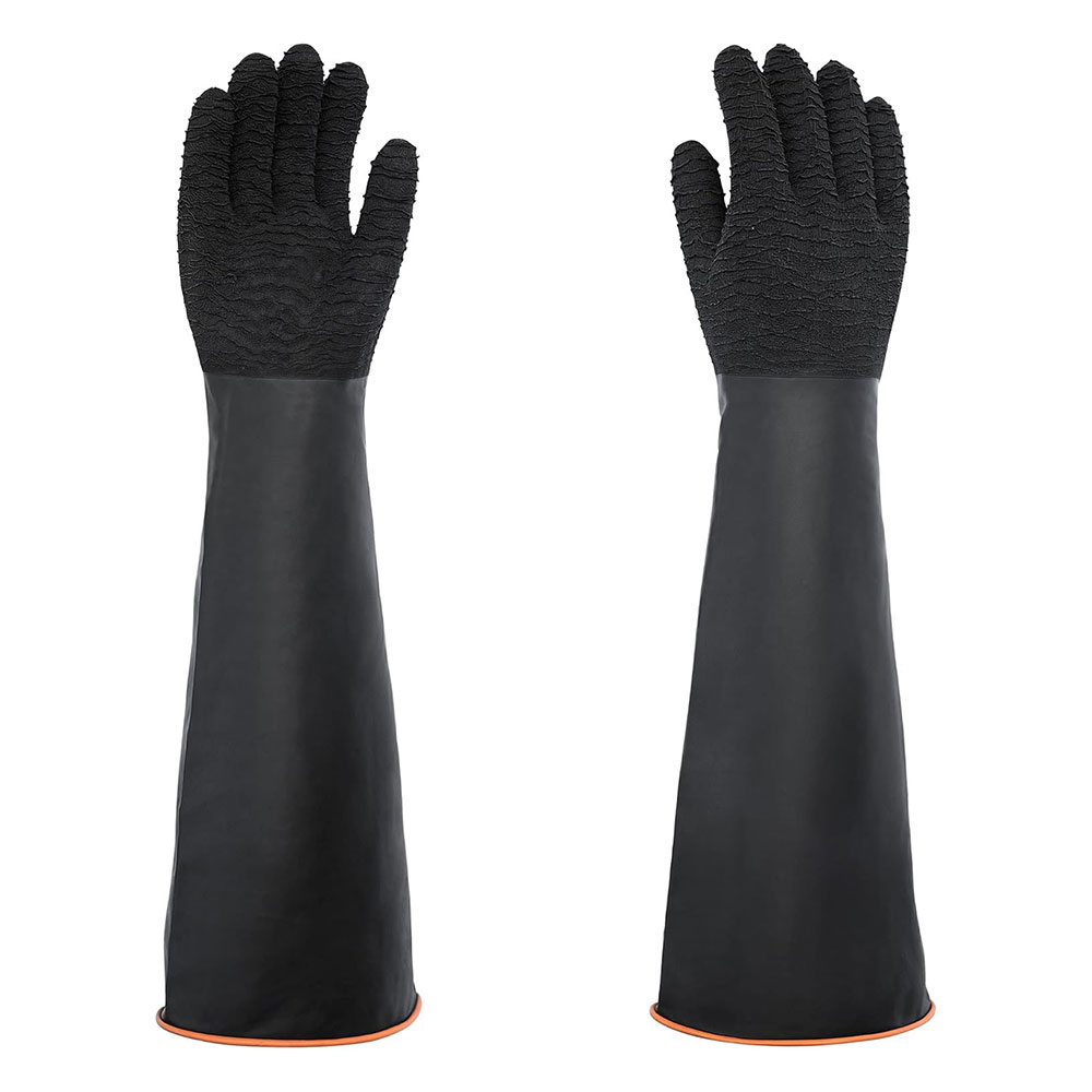 Factory wholesale Kitchen Rubber Gloves - Black Heavy Duty Latex Industrial Safety Work Rough Palm Gloves Acid Alkali Oil Proof Hand Rubber Gloves – Red Sunshine detail pictures