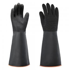 Black Heavy Duty Latex Industrial Safety Work Rough Palm Gloves Acid Alkali Oil Proof Hand Rubber Gloves