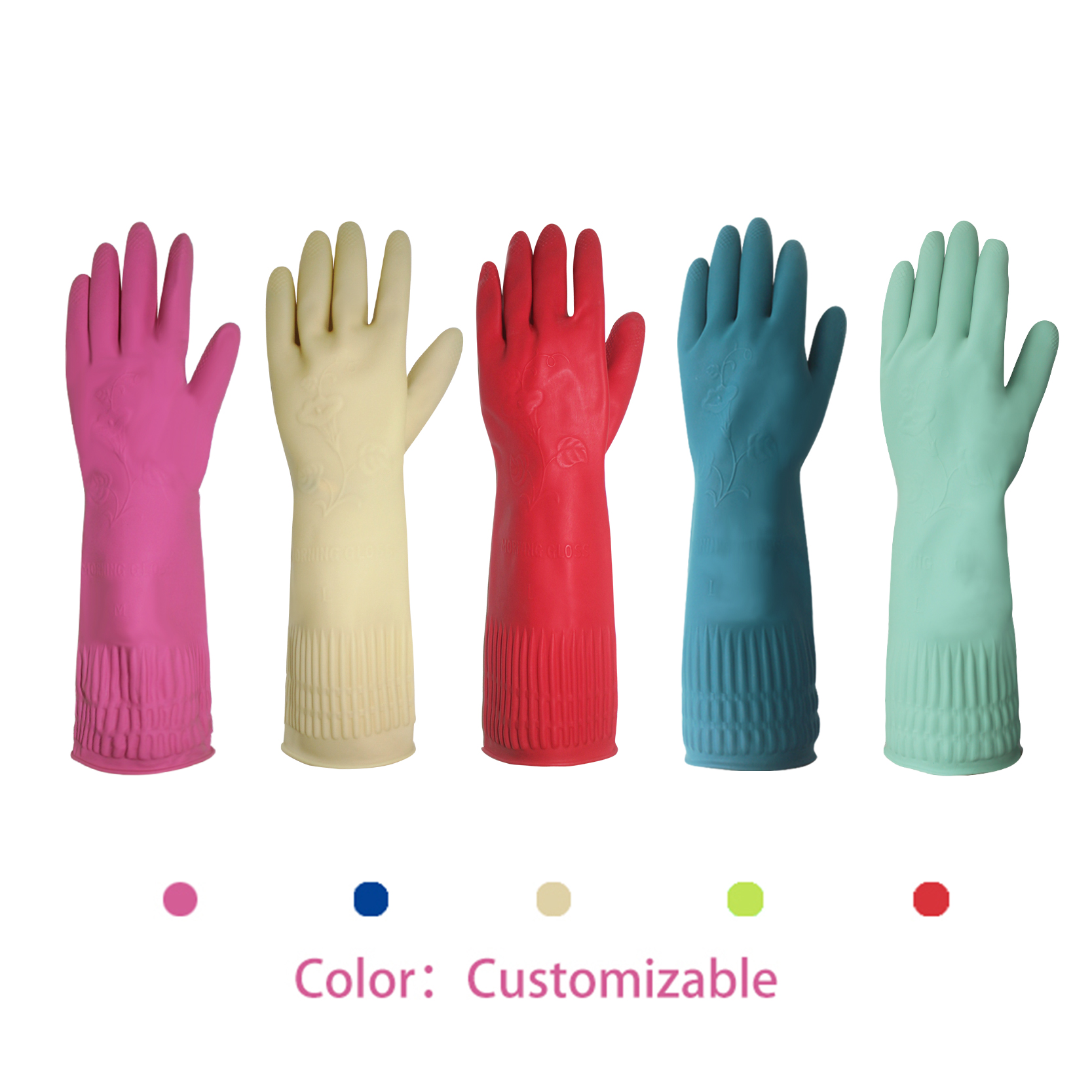 China Wholesale Extra Long Household Flock Lined Latex Rubber Glove ( (6)