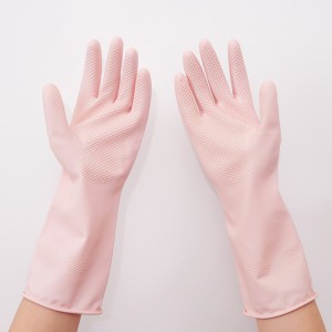 Natural Latex Rubber Reusable Cleaning Dishwashing Long Waterproof Household Gloves for Laundry Gardening