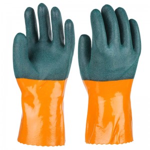 Cotton Liner Fully Dipped PVC Vinyl Coating Chemical Resistant Work Gloves for Industry