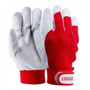 Chinese wholesale Leather Gardening Gloves - Customized White Red Cow Split Leather Safety Leather Working Gloves for Driver – Red Sunshine
