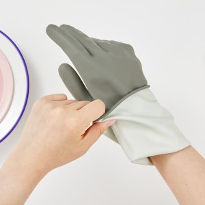 Reusable Waterproof Household Dishwashing Cleaning Rubber Gloves, Non-Slip Kitchen Glove (Dark Gray)