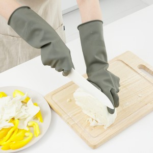 Reusable Waterproof Household Dishwashing Cleaning Rubber Gloves, Non-Slip Kitchen Glove (Dark Gray)