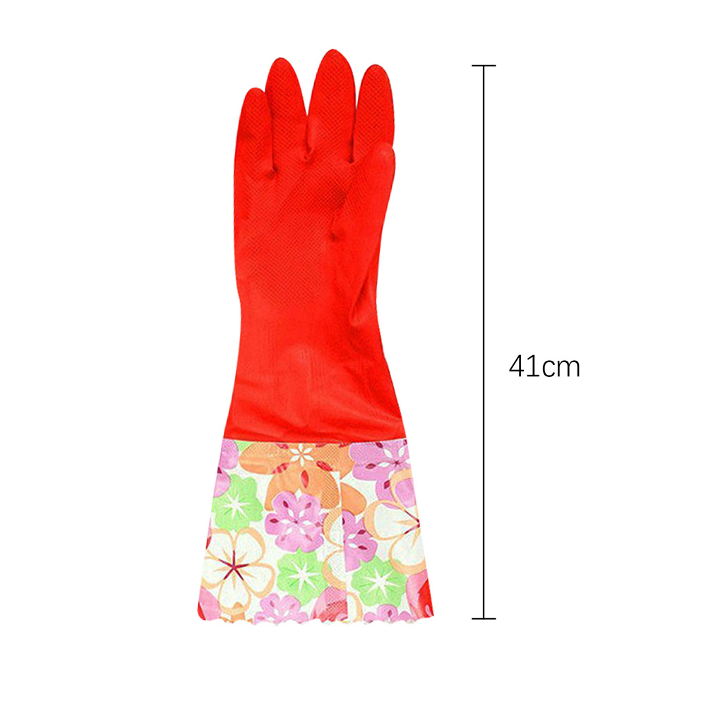 Dishwashing Gloves Large Long Cuff and Flock Lining Household Cleaning Glo ( (3)