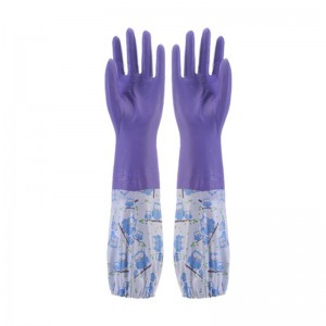 Durable Long Sleeves Winter Flannel Thickening Warm Kitchen Cleaning Dishwashing Household Gloves