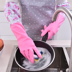 Durable Long Sleeves Winter Flannel Thickening Warm Kitchen Cleaning Dishwashing Household Gloves