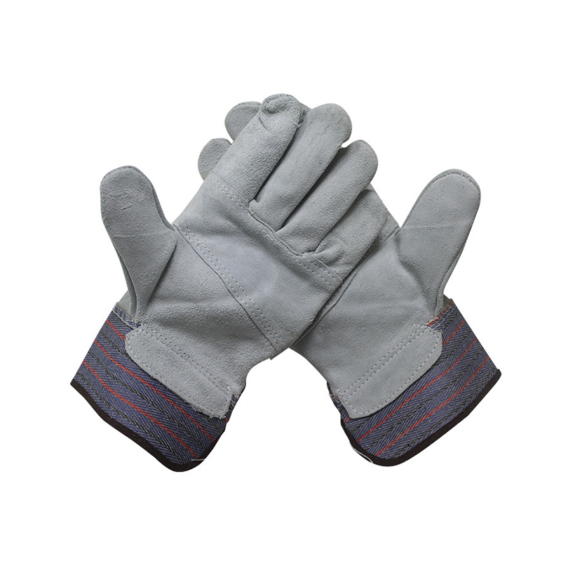 2021 High quality Long Leather Gloves - Wholesale 26cm Economy Cow Leather Palm Canvas Safety Cuff Welding Gloves Work Gloves – Red Sunshine detail pictures