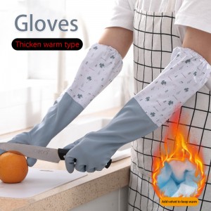 Extra Long Winter Warm Cotton Lining Pvc Household Gloves Dish Washing and Gardening Safety Work Gloves