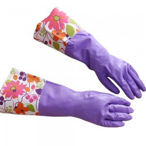 Good Quality Purple Long Cuff Pvc Latex Household Gloves for kitchen Cleaning Dishwashing Laundry