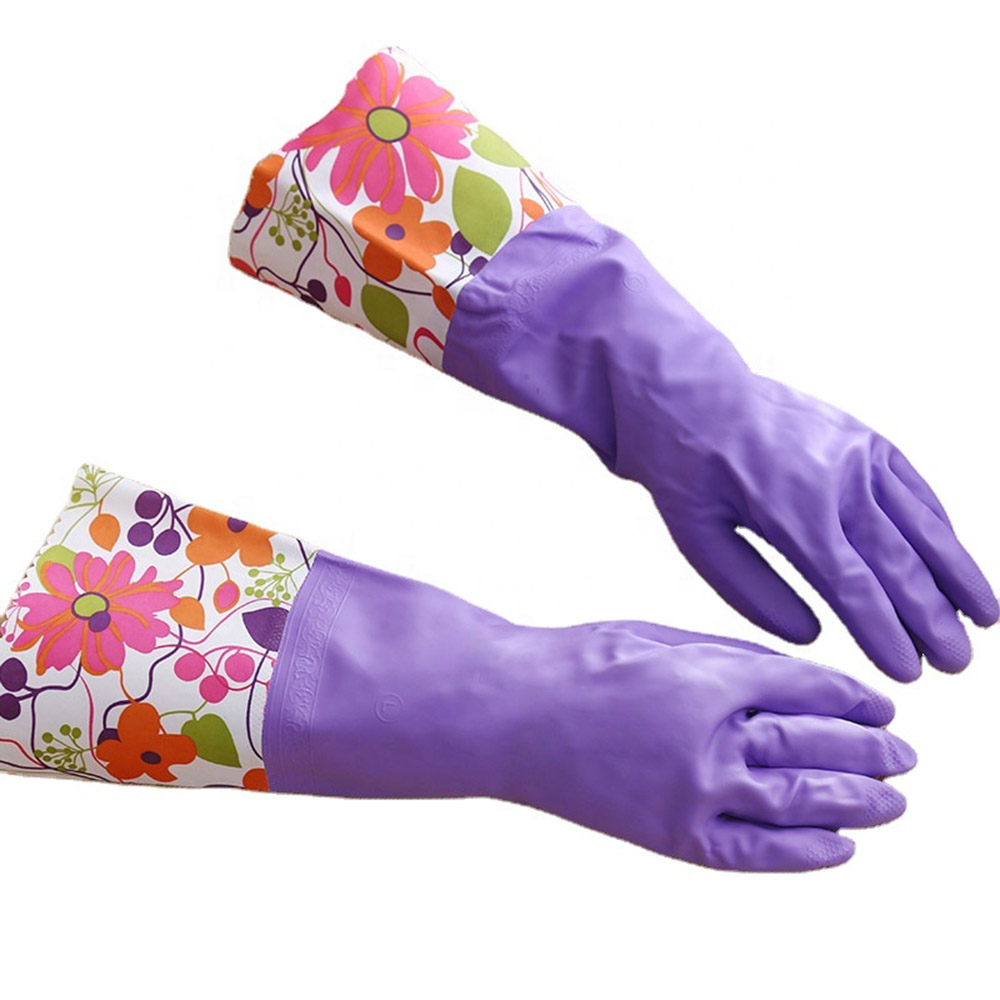 Good Quality Long Cuff Pvc Latex Gloves for Household Purple (2)