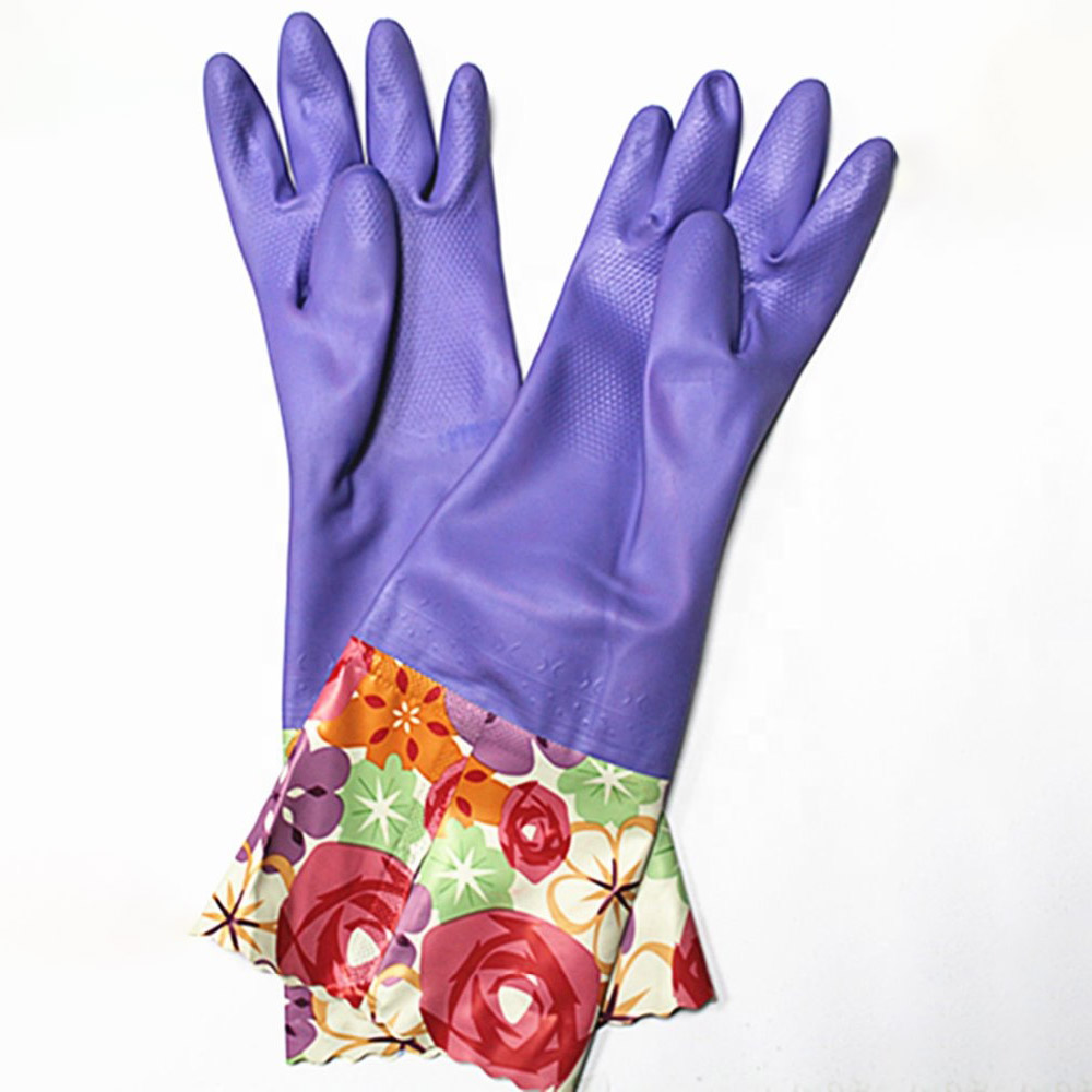 Good Quality Long Cuff Pvc Latex Gloves for Household Purple (3)