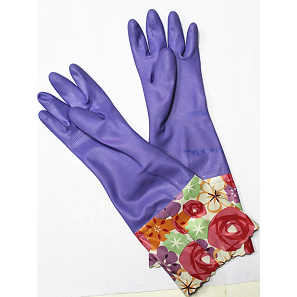 Good Quality Long Cuff Pvc Latex Gloves for Household Purple (4)