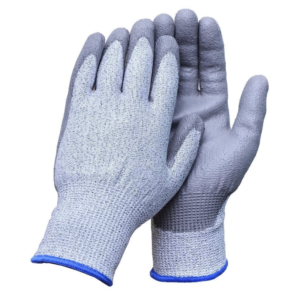 HPPE cut resistant CE level 5 cheap pu palm coating anti-cut gloves (1)