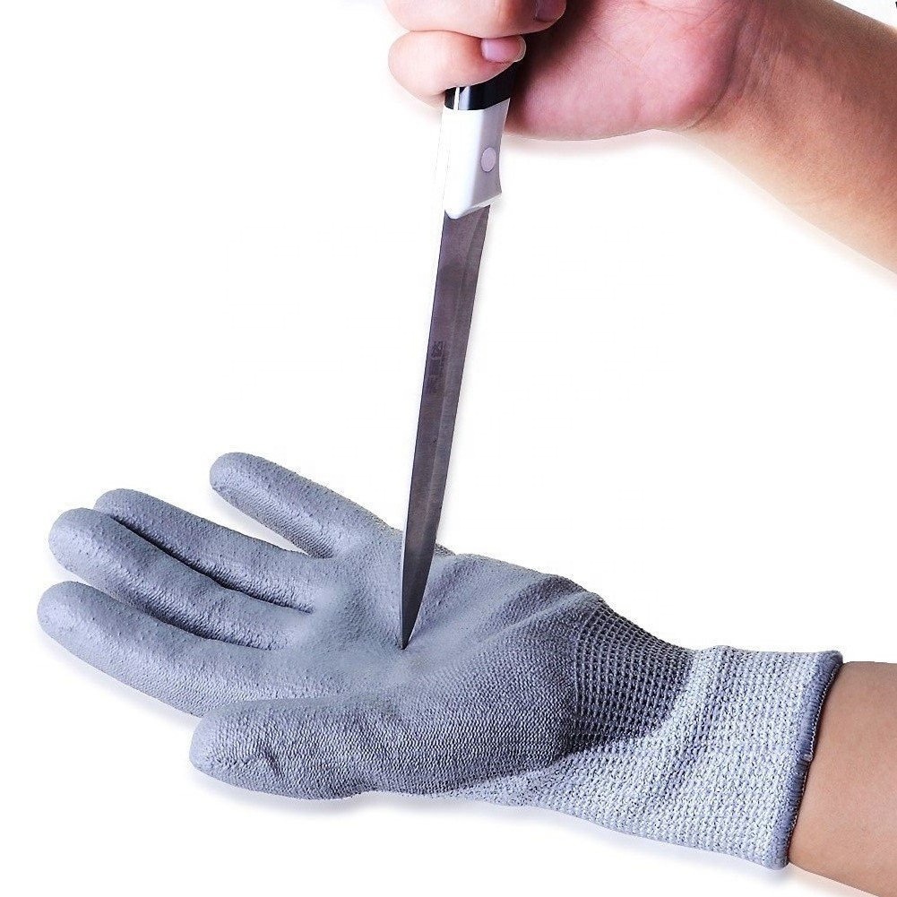 HPPE cut resistant CE level 5 cheap pu palm coating anti-cut gloves (2)