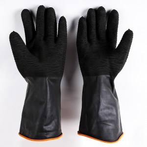 China Supplier Mechanic Work Gloves - Black Heavy Duty Latex Industrial Safety Work Rough Palm Gloves Acid Alkali Oil Proof Hand Rubber Gloves – Red Sunshine