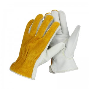 Best quality Goatskin Leather Gloves - Hot Sale Yellow Shirred Elastic Back Premium Goatskin Top Grain Leather Labor Protective Driver Work Gloves – Red Sunshine