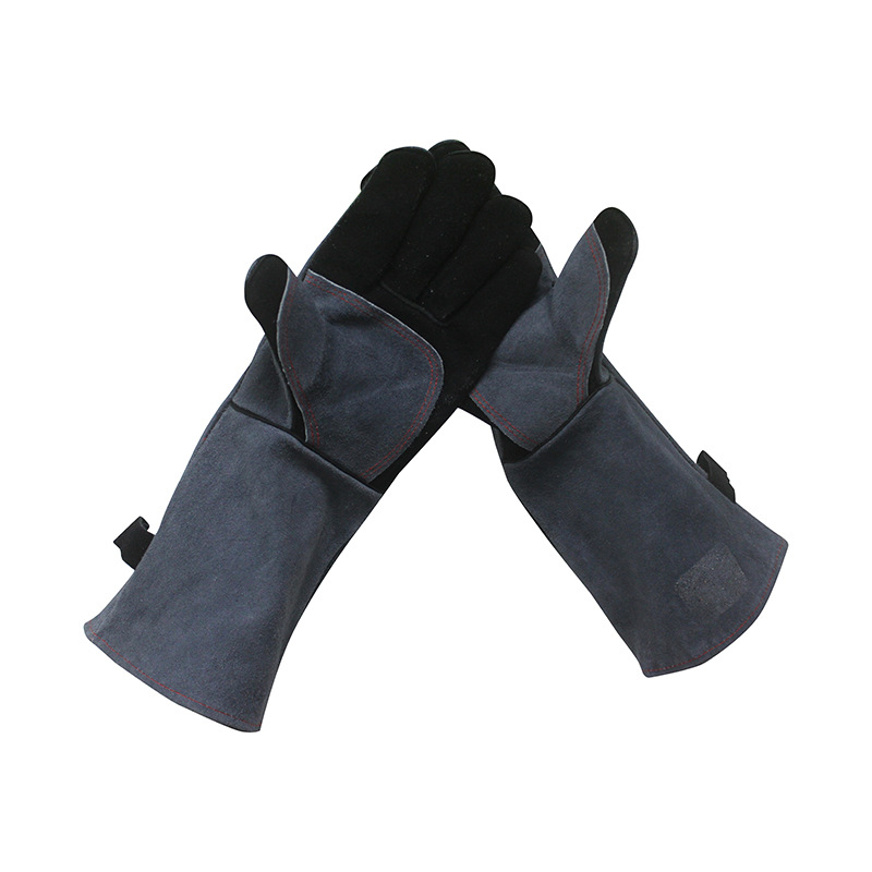 China Cheap price Mens Black Leather Gloves - Leather Oven Heat Resistant BBQ Gloves High Temperature 800 Degrees Barbecue Grill Leather Gloves – Red Sunshine detail pictures