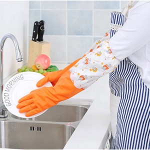 New Arrival Anti-allergic Long Sleeve Rubber Gloves for Washing and Cleaning PVC Wash Gloves Latex Kitchen Glove
