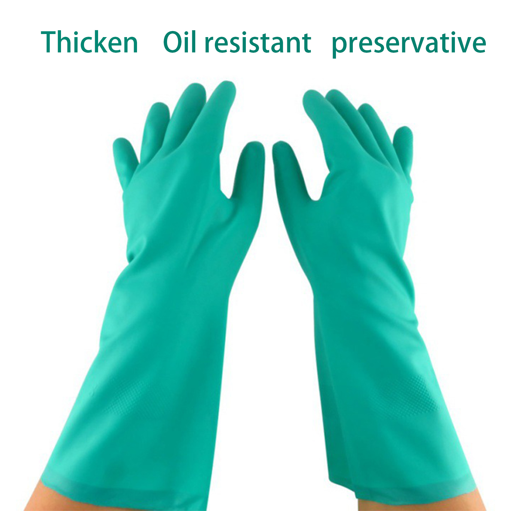 Nitrile Chemical Resistant Gloves, Reusable Heavy Duty Safety Work Gloves Without Li ( (4)