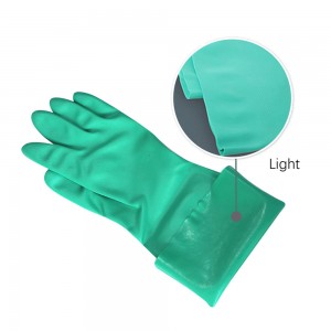 Green Nitrile Reusable Household Kitchen Waterproof Dishwashing Gloves Industrial Construction Chemical Resistant Hand Protection Safety Work Gloves
