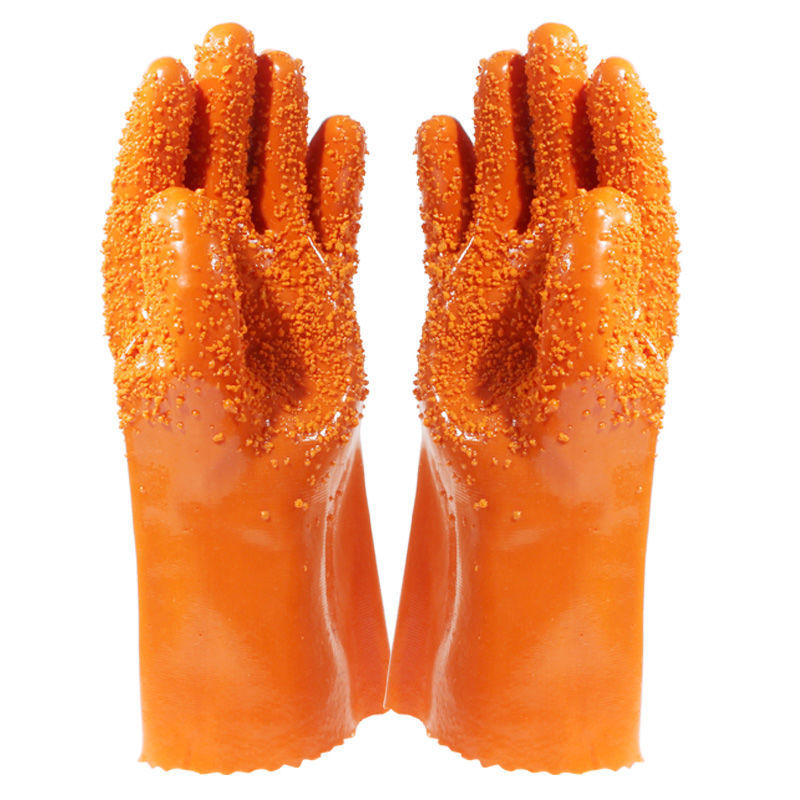 China wholesale Pvc Gloves - Orange Raised Finish PVC Coated Glove Pvc Industry Gloves – Red Sunshine detail pictures