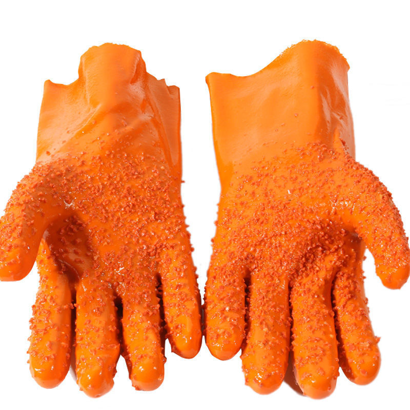 China wholesale Pvc Gloves - Orange Raised Finish PVC Coated Glove Pvc Industry Gloves – Red Sunshine detail pictures